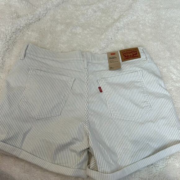 Levi’s Denim Mid Length Shorts‎ Size 33 Mid Rise Pockets Casual Striped Women - Picture 2 of 7